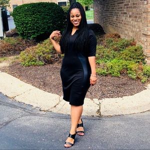 FAUX LEATHER BLACK DRESS